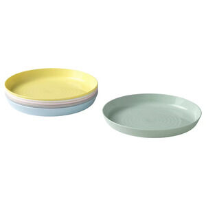 Lot of 6x IKEA KALAS Stackable Kids Plates Mixed Pastel Colors Polypropylene NEW